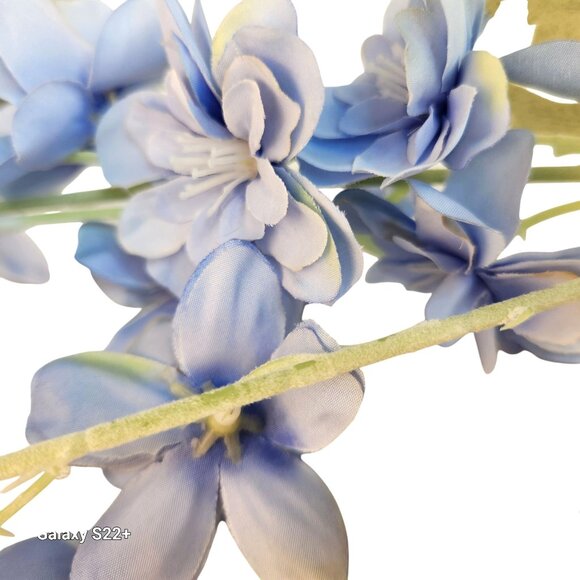 Artificial Blue Delphinium Silk Flowers With Greenery For Floral Arrangements & - Picture 5 of 8